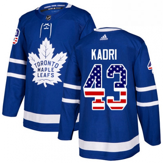 Youth Adidas Toronto Maple Leafs 43 Nazem Kadri Authentic Royal Blue USA Flag Fashion NHL Jersey