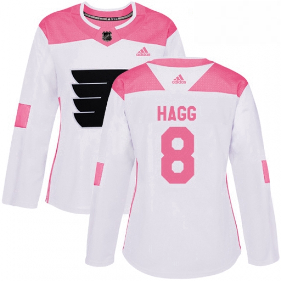 Womens Adidas Philadelphia Flyers 8 Robert Hagg Authentic WhitePink Fashion NHL Jersey