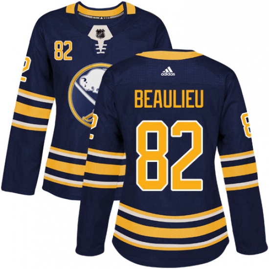 Womens Adidas Buffalo Sabres 82 Nathan Beaulieu Premier Navy Blue Home NHL Jersey