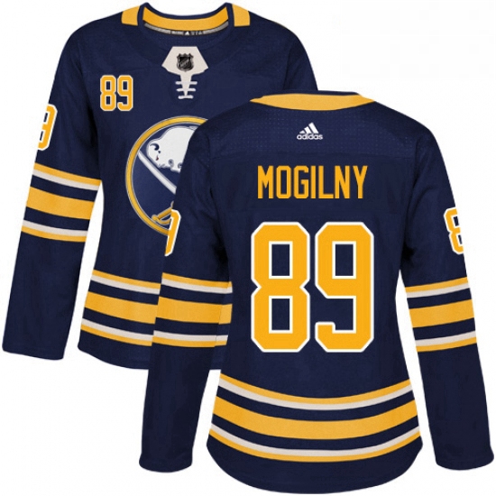 Womens Adidas Buffalo Sabres 89 Alexander Mogilny Authentic Navy Blue Home NHL Jersey