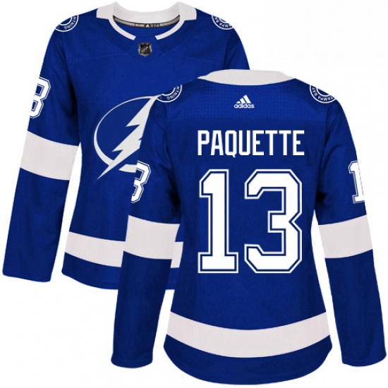 Womens Adidas Tampa Bay Lightning 13 Cedric Paquette Authentic Royal Blue Home NHL Jersey