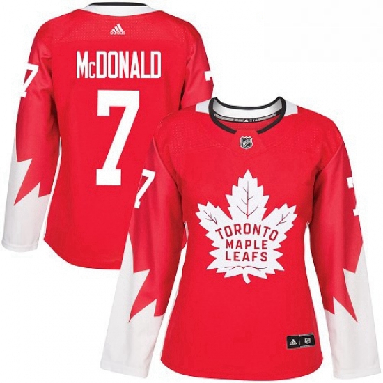 Womens Adidas Toronto Maple Leafs 7 Lanny McDonald Authentic Red Alternate NHL Jersey