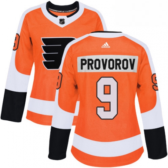 Womens Adidas Philadelphia Flyers 9 Ivan Provorov Authentic Orange Home NHL Jersey