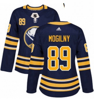 Womens Adidas Buffalo Sabres 89 Alexander Mogilny Premier Navy Blue Home NHL Jersey