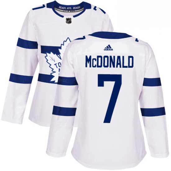 Womens Adidas Toronto Maple Leafs 7 Lanny McDonald Authentic White 2018 Stadium Series NHL Jersey