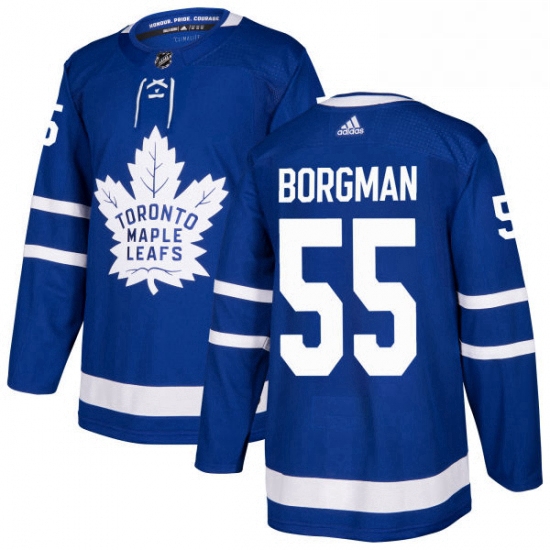 Youth Adidas Toronto Maple Leafs 55 Andreas Borgman Authentic Royal Blue Home NHL Jersey