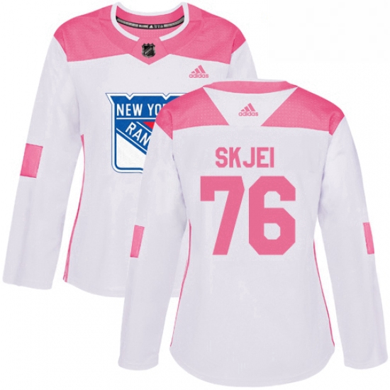 Womens Adidas New York Rangers 76 Brady Skjei Authentic WhitePink Fashion NHL Jersey