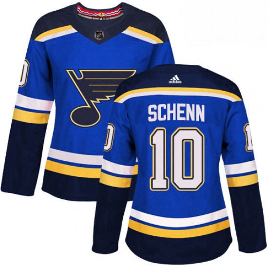 Womens Adidas St Louis Blues 10 Brayden Schenn Authentic Royal B