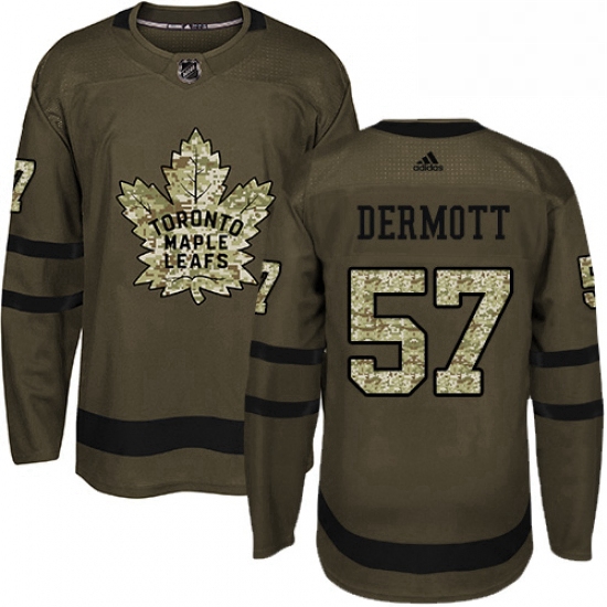 Youth Adidas Toronto Maple Leafs 57 Travis Dermott Authentic Green Salute to Service NHL Jersey