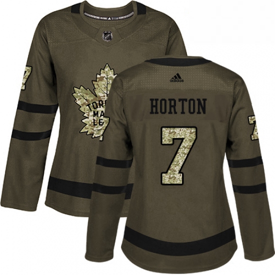 Womens Adidas Toronto Maple Leafs 7 Tim Horton Authentic Green Salute to Service NHL Jersey