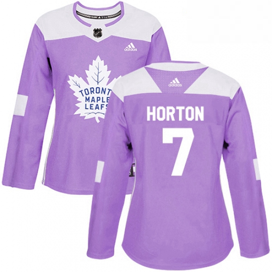 Womens Adidas Toronto Maple Leafs 7 Tim Horton Authentic Purple Fights Cancer Practice NHL Jersey