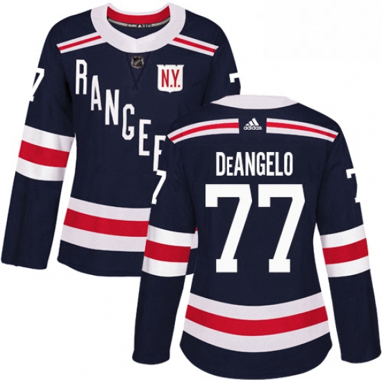 Womens Adidas New York Rangers 77 Anthony DeAngelo Authentic Navy Blue 2018 Winter Classic NHL Jerse