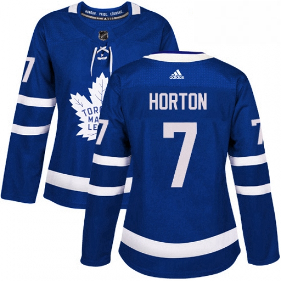 Womens Adidas Toronto Maple Leafs 7 Tim Horton Authentic Royal Blue Home NHL Jersey