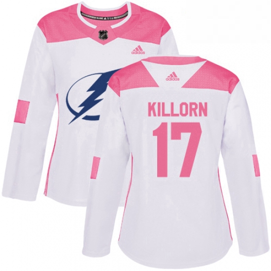 Womens Adidas Tampa Bay Lightning 17 Alex Killorn Authentic WhitePink Fashion NHL Jersey