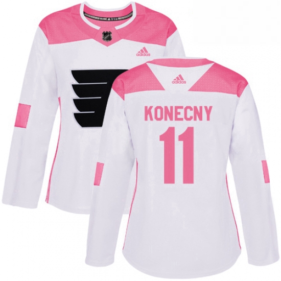 Womens Adidas Philadelphia Flyers 11 Travis Konecny Authentic Wh