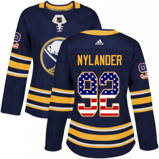 Womens Adidas Buffalo Sabres 92 Alexander Nylander Authentic Navy Blue USA Flag Fashion NHL Jersey