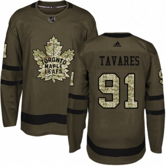 Youth Adidas Toronto Maple Leafs 91 John Tavares Authentic Green Salute to Service NHL Jersey