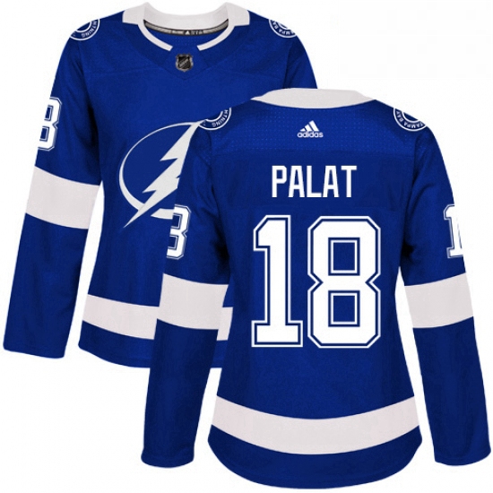 Womens Adidas Tampa Bay Lightning 18 Ondrej Palat Authentic Royal Blue Home NHL Jersey