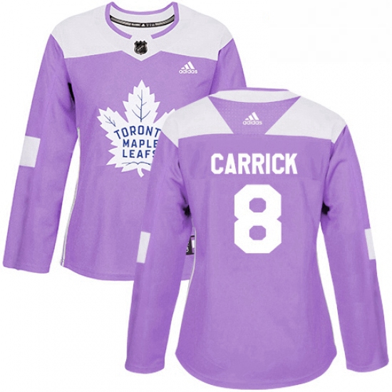 Womens Adidas Toronto Maple Leafs 8 Connor Carrick Authentic Purple Fights Cancer Practice NHL Jerse