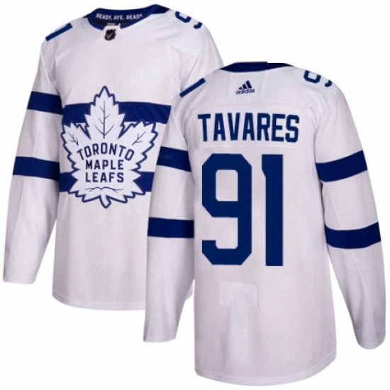 Youth Adidas Toronto Maple Leafs 91 John Tavares Authentic White 2018 Stadium Series NHL Jersey