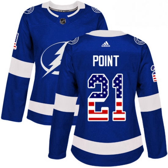 Womens Adidas Tampa Bay Lightning 21 Brayden Point Authentic Blue USA Flag Fashion NHL Jersey