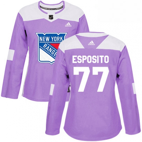 Womens Adidas New York Rangers 77 Phil Esposito Authentic Purple