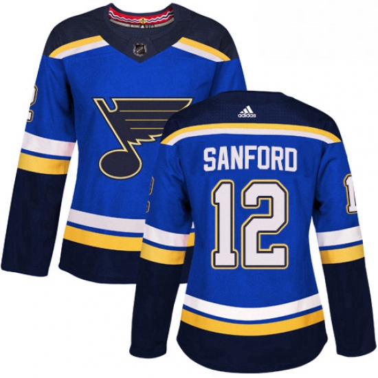 Womens Adidas St Louis Blues 12 Zach Sanford Premier Royal Blue 