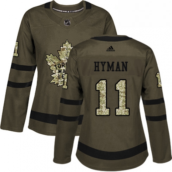 Womens Adidas Toronto Maple Leafs 11 Zach Hyman Authentic Green Salute to Service NHL Jersey