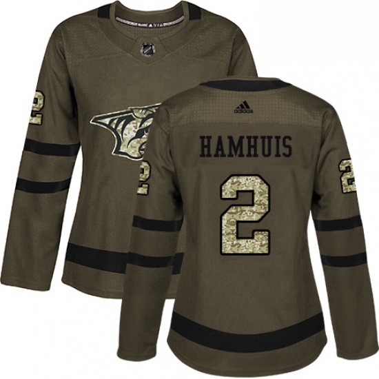 Womens Adidas Nashville Predators 2 Dan Hamhuis Authentic Green Salute to Service NHL Jersey