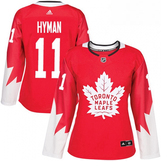 Womens Adidas Toronto Maple Leafs 11 Zach Hyman Authentic Red Al