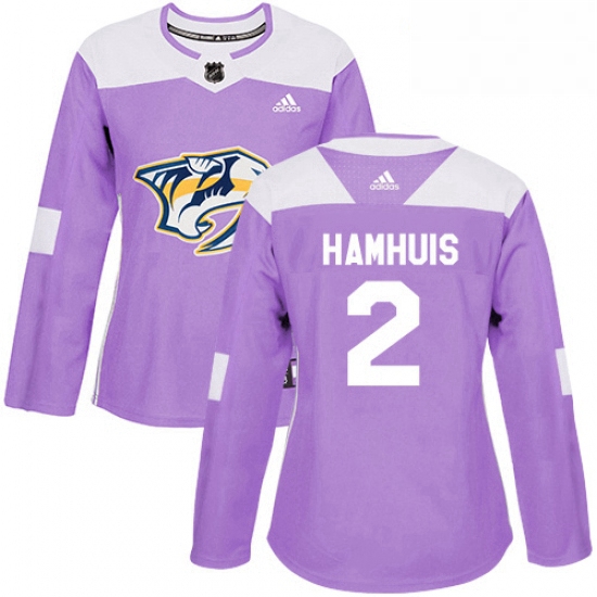 Womens Adidas Nashville Predators 2 Dan Hamhuis Authentic Purple Fights Cancer Practice NHL Jersey