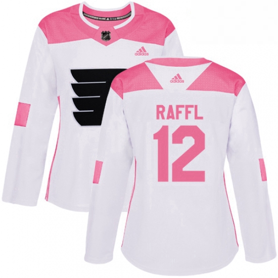 Womens Adidas Philadelphia Flyers 12 Michael Raffl Authentic WhitePink Fashion NHL Jersey