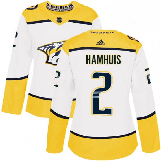 Womens Adidas Nashville Predators 2 Dan Hamhuis Authentic White Away NHL Jersey