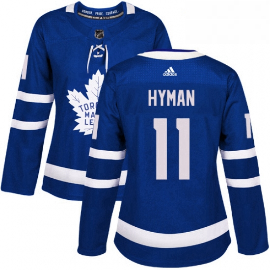 Womens Adidas Toronto Maple Leafs 11 Zach Hyman Authentic Royal Blue Home NHL Jersey