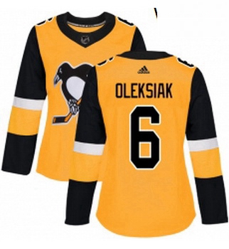 Womens Adidas Pittsburgh Penguins 6 Jamie Oleksiak Authentic Gol