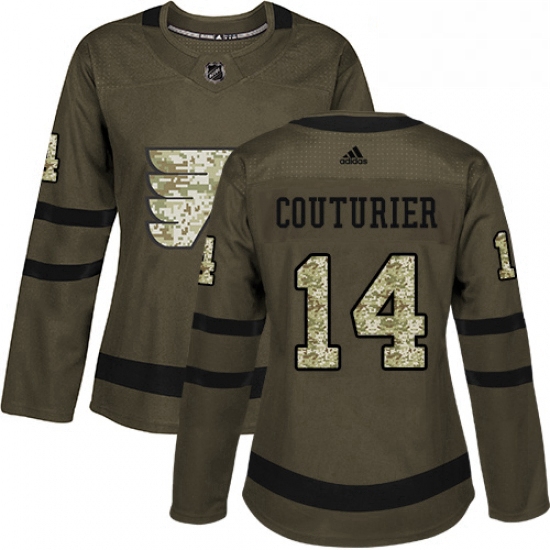 Womens Adidas Philadelphia Flyers 14 Sean Couturier Authentic Green Salute to Service NHL Jersey