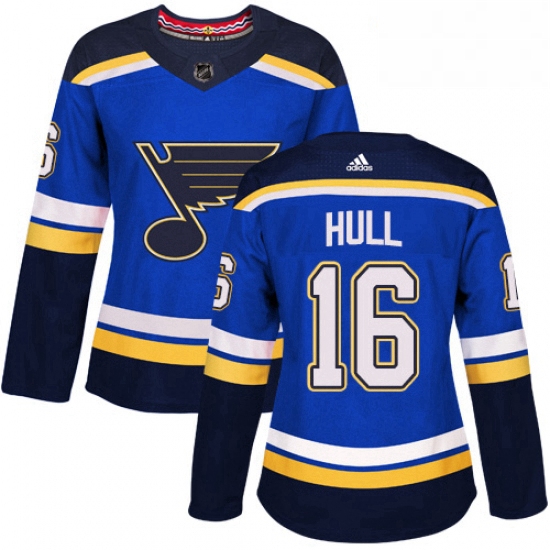 Womens Adidas St Louis Blues 16 Brett Hull Authentic Royal Blue Home NHL Jersey