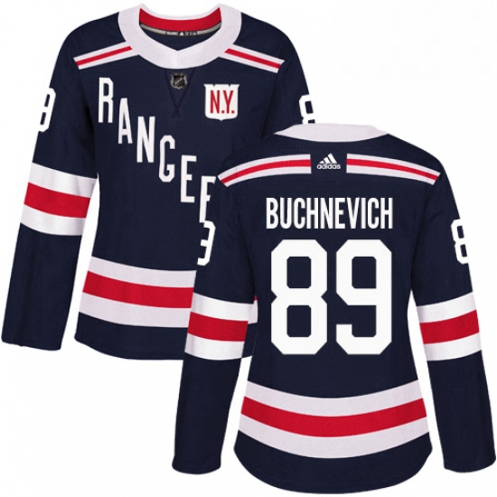 Womens Adidas New York Rangers 89 Pavel Buchnevich Authentic Navy Blue 2018 Winter Classic NHL Jerse