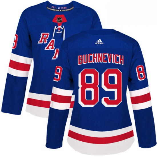 Womens Adidas New York Rangers 89 Pavel Buchnevich Authentic Royal Blue Home NHL Jersey