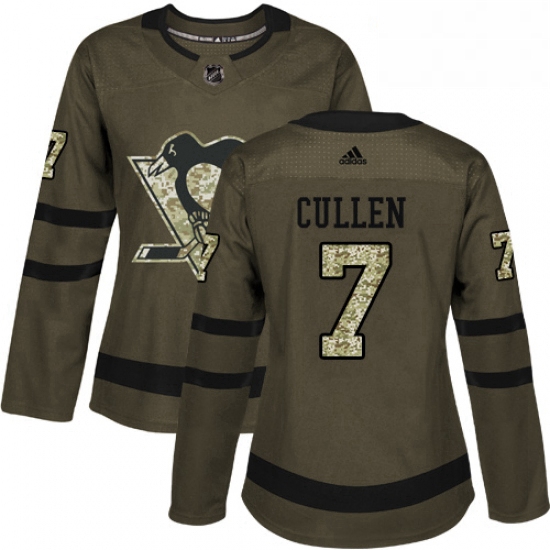 Womens Adidas Pittsburgh Penguins 7 Matt Cullen Authentic Green Salute to Service NHL Jersey