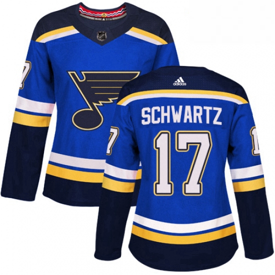 Womens Adidas St Louis Blues 17 Jaden Schwartz Premier Royal Blue Home NHL Jersey