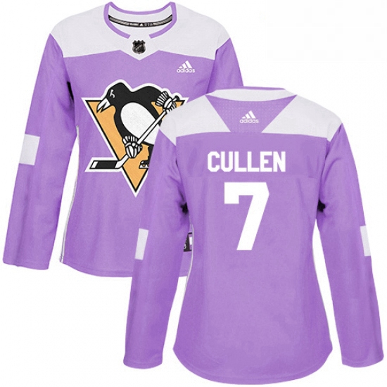 Womens Adidas Pittsburgh Penguins 7 Matt Cullen Authentic Purple Fights Cancer Practice NHL Jersey