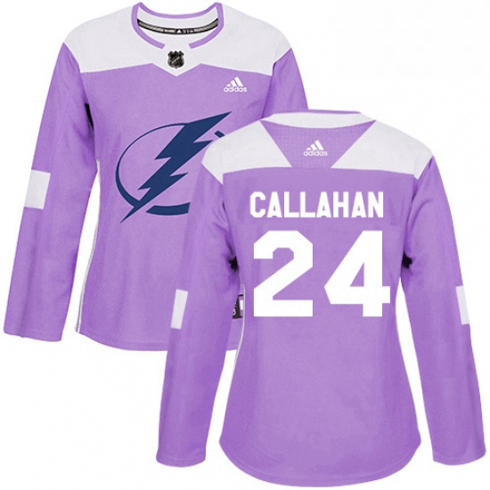 Womens Adidas Tampa Bay Lightning 24 Ryan Callahan Authentic Purple Fights Cancer Practice NHL Jerse