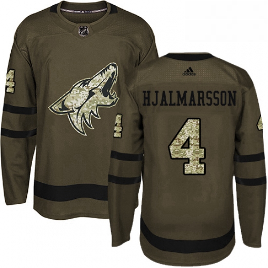 Youth Adidas Arizona Coyotes 4 Niklas Hjalmarsson Authentic Green Salute to Service NHL Jersey