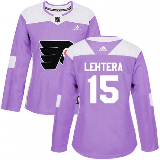 Womens Adidas Philadelphia Flyers 15 Jori Lehtera Authentic Purple Fights Cancer Practice NHL Jersey