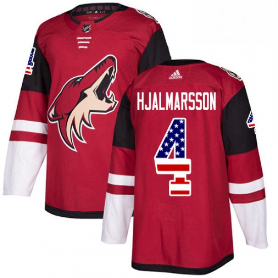 Youth Adidas Arizona Coyotes 4 Niklas Hjalmarsson Authentic Red USA Flag Fashion NHL Jersey