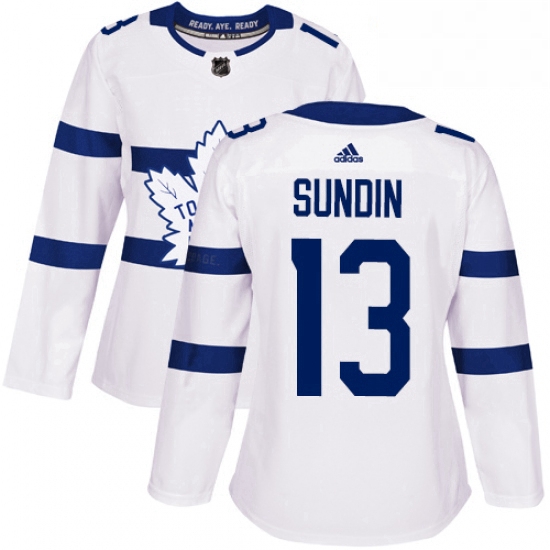 Womens Adidas Toronto Maple Leafs 13 Mats Sundin Authentic White 2018 Stadium Series NHL Jersey