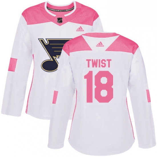 Womens Adidas St Louis Blues 18 Tony Twist Authentic WhitePink Fashion NHL Jersey