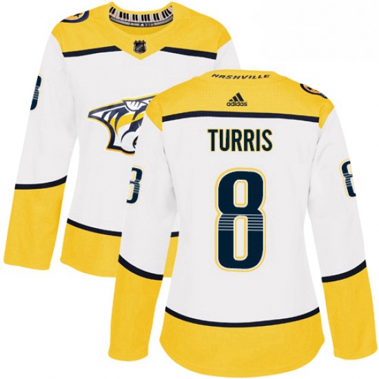 Womens Adidas Nashville Predators 8 Kyle Turris Authentic White Away NHL Jersey