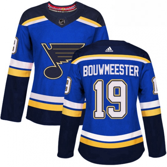 Womens Adidas St Louis Blues 19 Jay Bouwmeester Authentic Royal Blue Home NHL Jersey